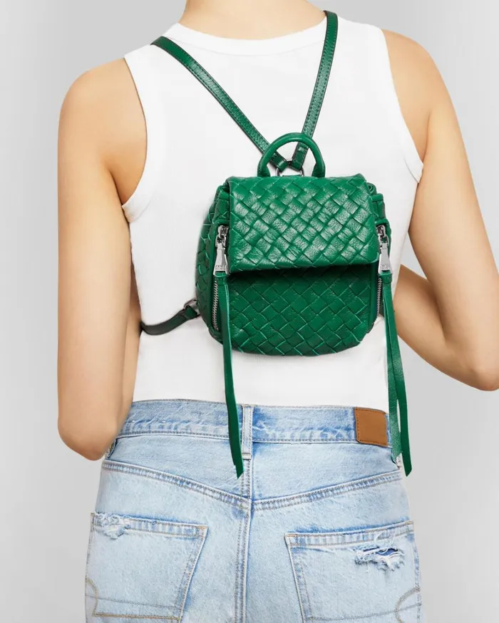 Aimee Kestenberg Backpacks Women Bali Mini Backpack Kelly Green Woven