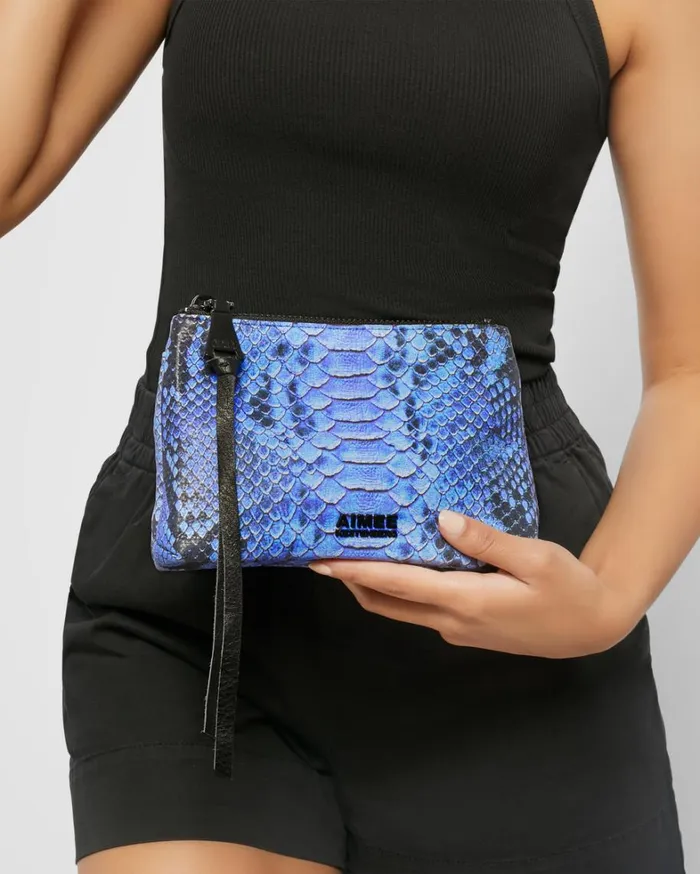 Aimee Kestenberg Clutches Women Fair Game Pouch Blue Cobra
