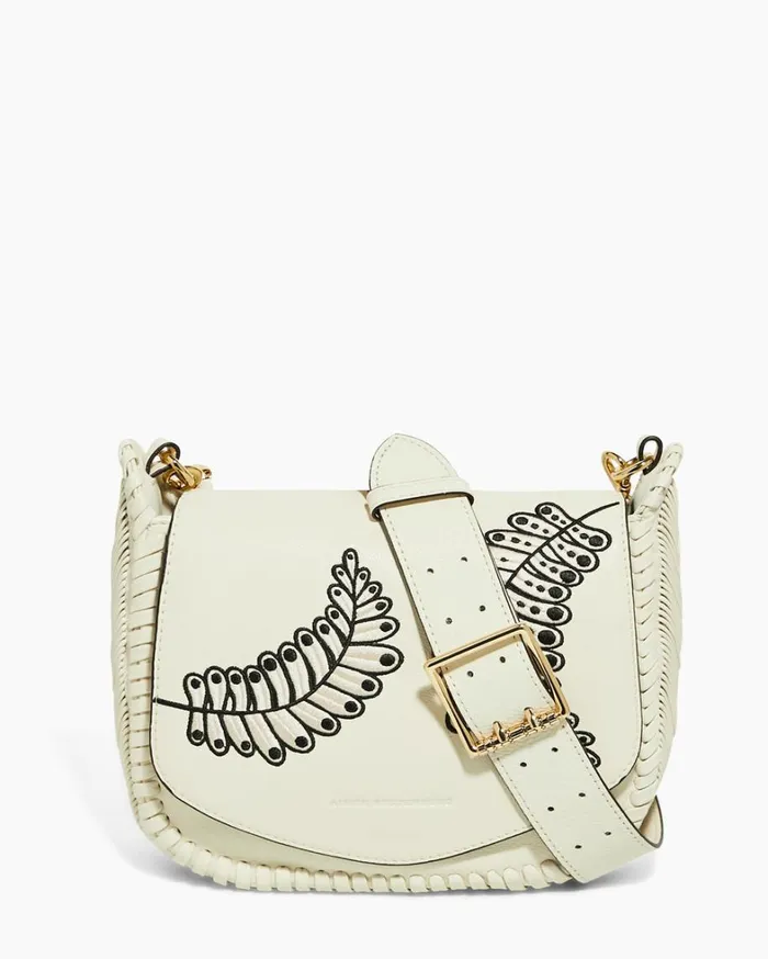 Aimee Kestenberg Crossbody Bags Women All For Love Saddle Crossbody Vanilla Leaf Embroidery