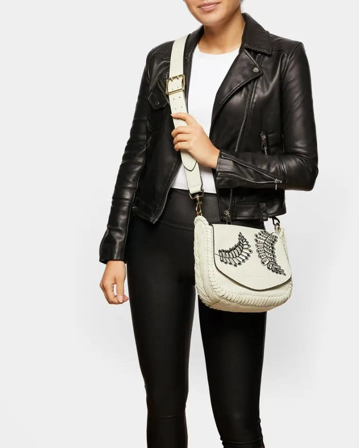 Aimee Kestenberg Crossbody Bags Women All For Love Saddle Crossbody Vanilla Leaf Embroidery