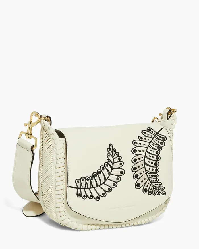 Aimee Kestenberg Crossbody Bags Women All For Love Saddle Crossbody Vanilla Leaf Embroidery