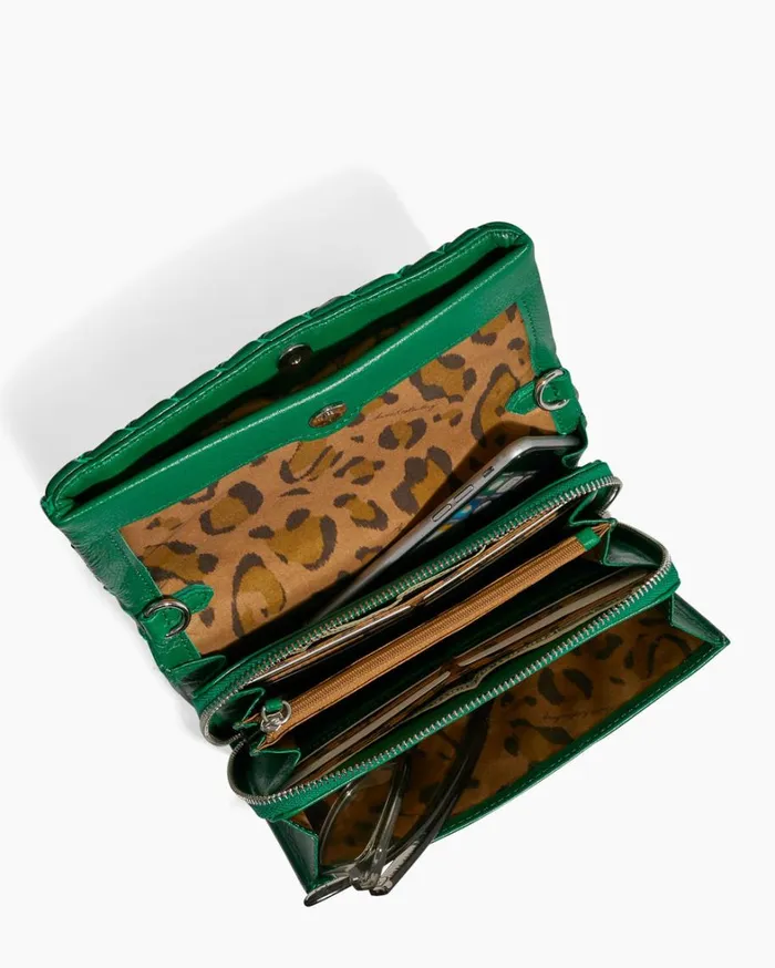 Aimee Kestenberg Crossbody Bags Women Bali Wallet Crossbody Kelly Green Woven