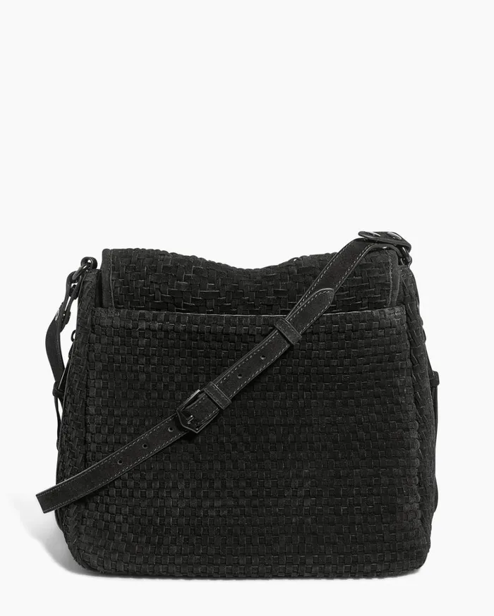 Aimee Kestenberg Satchels Women Woven All For Love Convertible Shoulder Black Suede