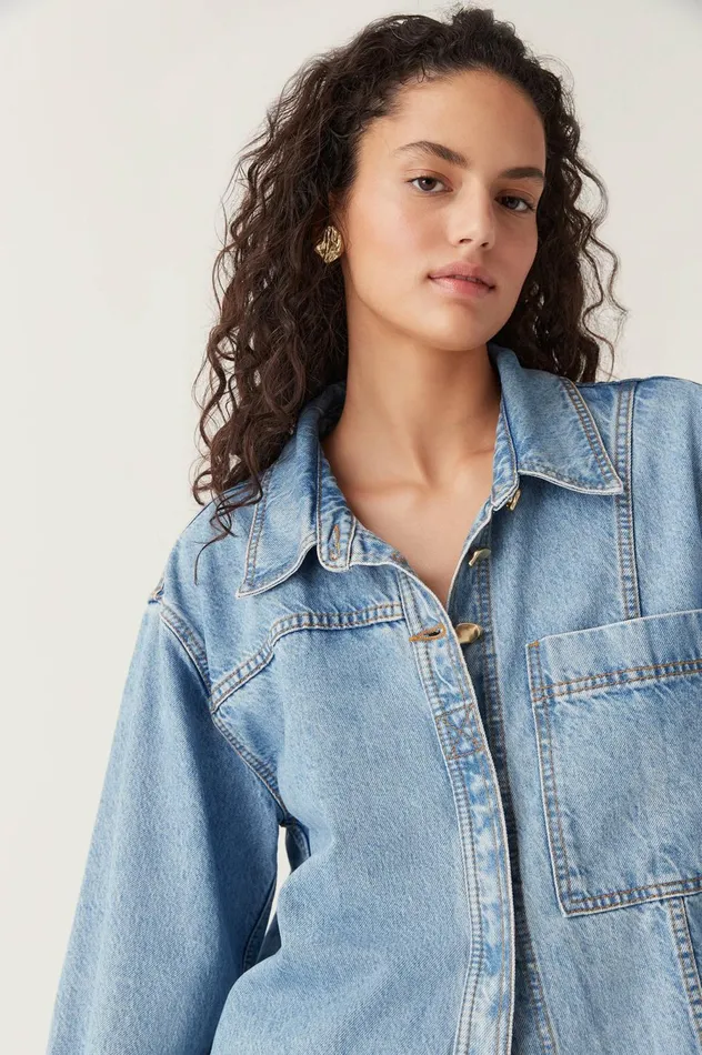 Aje X Outland Denim Shirt Coastal Blue Women Aje Denim