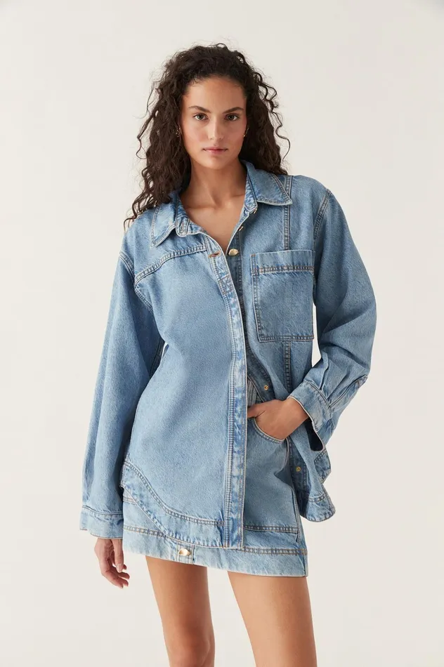 Aje X Outland Denim Shirt Coastal Blue Women Aje Denim