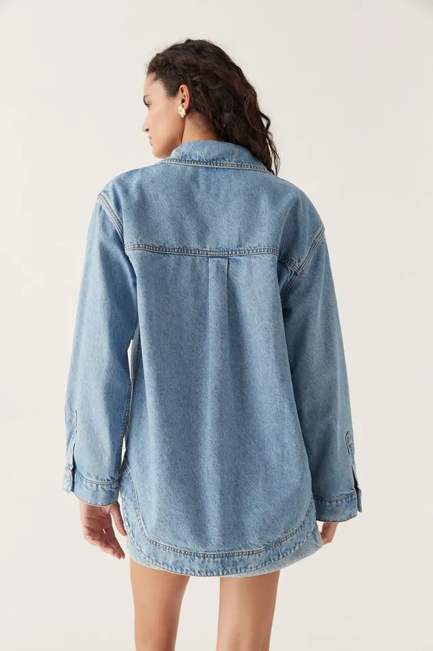 Aje X Outland Denim Shirt Coastal Blue Women Aje Denim