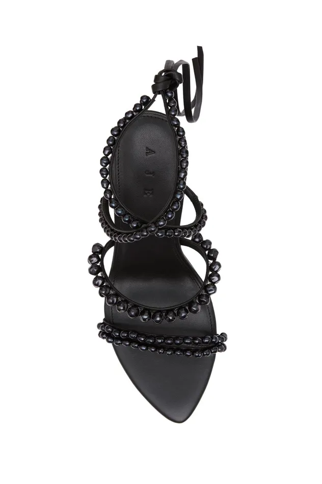 Alba Pearl Sculptural Heel Black Women Aje Shoes