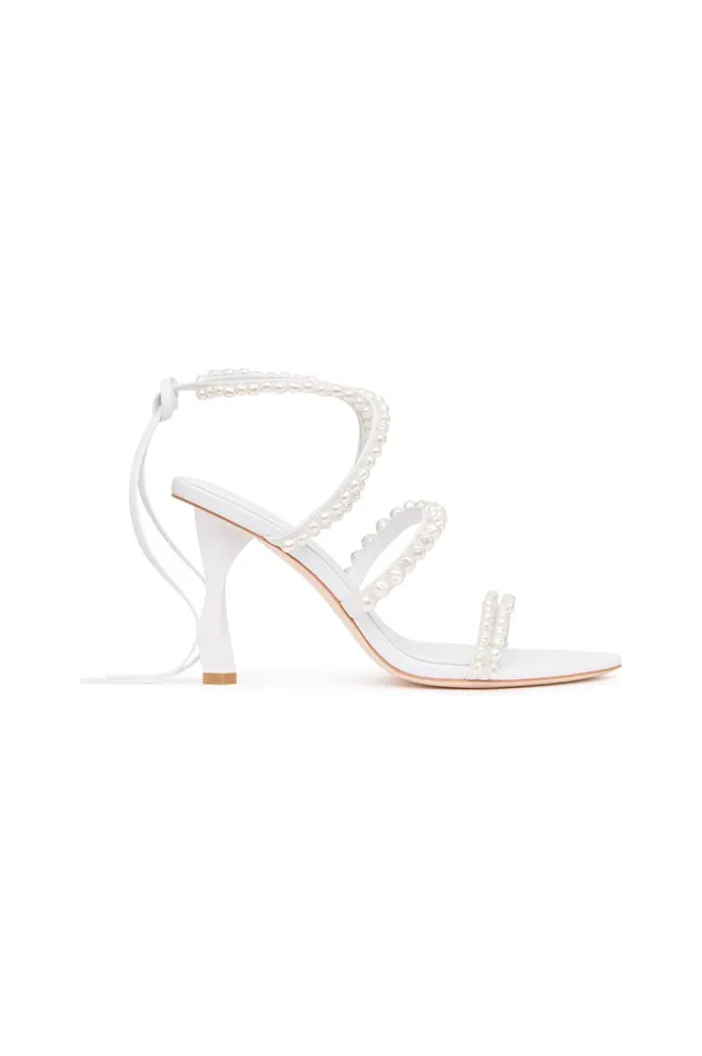 Alba Pearl Sculptural Heel White Women Aje Shoes
