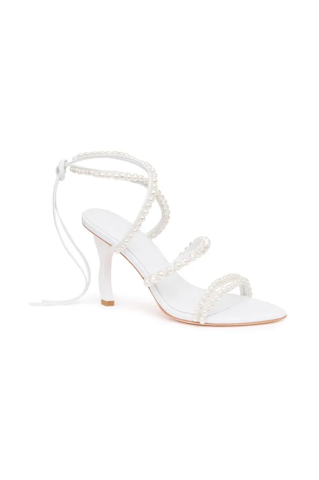 Alba Pearl Sculptural Heel White Women Aje Shoes