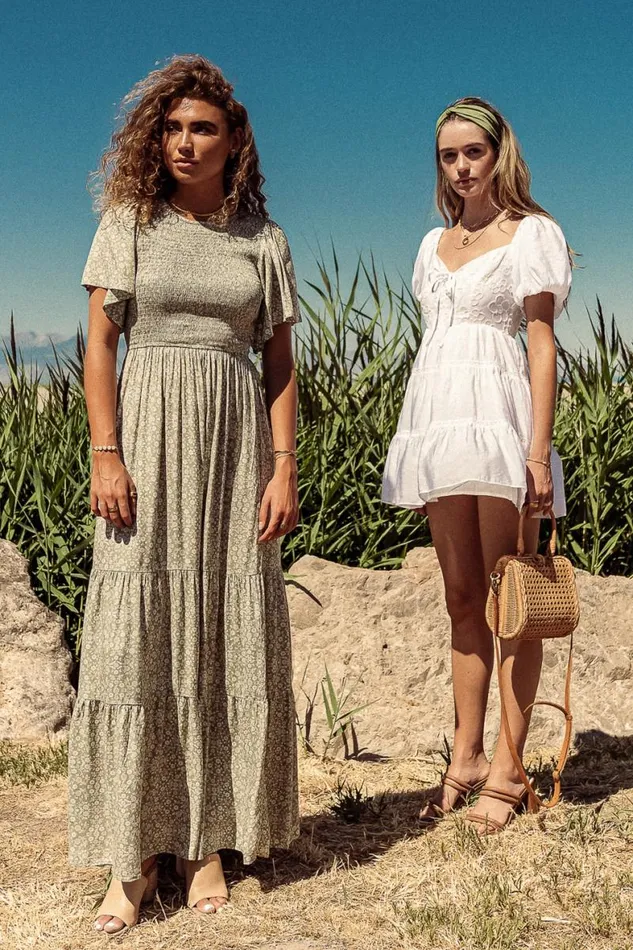 Alejandra Floral Dress In Green Green Women Bohme Dresses