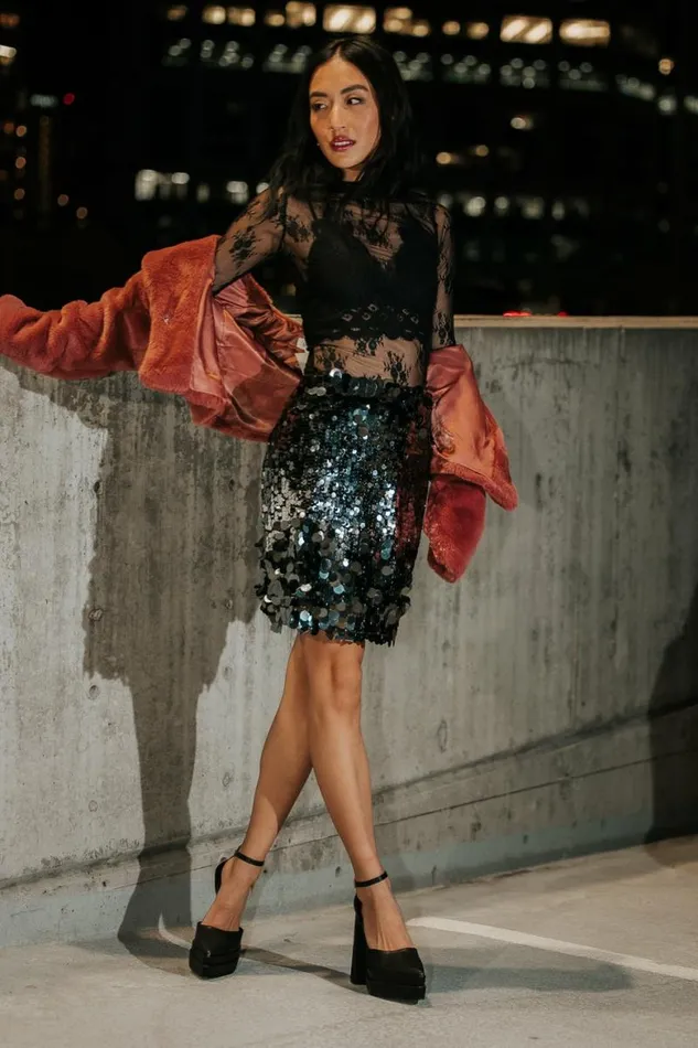 Alessia Sequin Mini Skirt Black Women Bohme Skirts