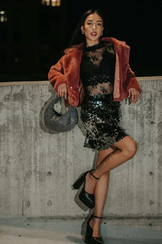 Alessia Sequin Mini Skirt Black Women Bohme Skirts