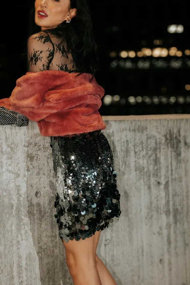 Alessia Sequin Mini Skirt Black Women Bohme Skirts