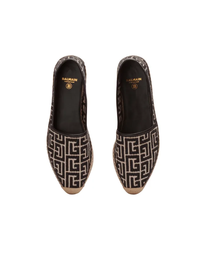 Alex Espadrilles With Jacquard Monogram Black Women Balmain Flat Shoes