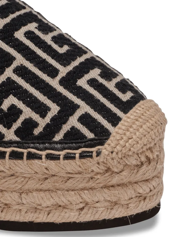 Alex Espadrilles With Jacquard Monogram Black Women Balmain Flat Shoes