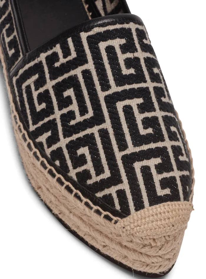 Alex Espadrilles With Jacquard Monogram Black Women Balmain Flat Shoes