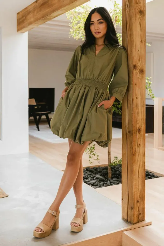 Alice Mini Dress In Olive Olive Women Bohme Dresses