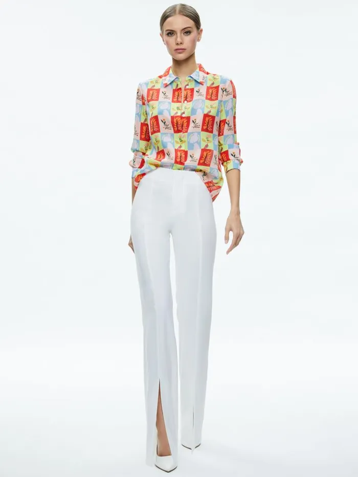 Alice Olivia AO X ORIS EDDU WILLA PLACKET TOP Blair Z Ladies Women Tops