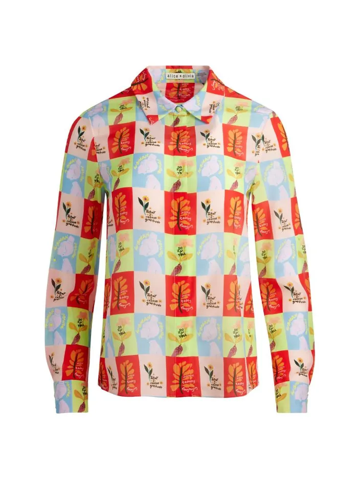 Alice Olivia AO X ORIS EDDU WILLA PLACKET TOP Blair Z Ladies Women Tops