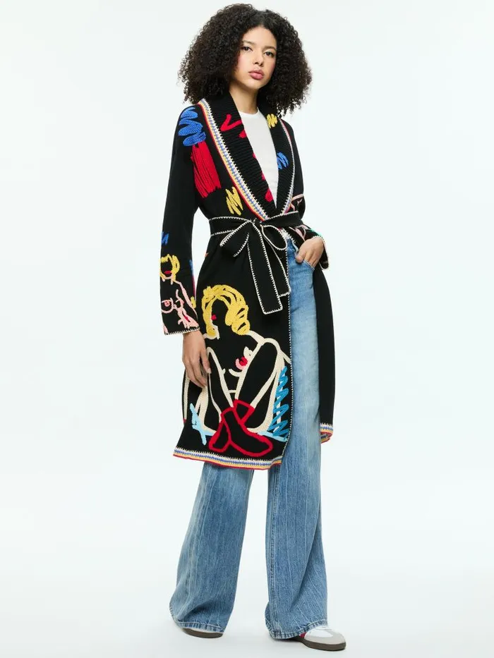 Alice Olivia AO X TOM WESSELMANN ASTRID CARDIGAN Natural Beauty Women Sweaters