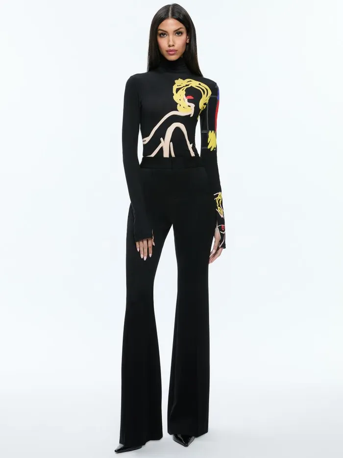 Alice Olivia AO X TOM WESSELMANN DELAINA LONG SLEEVE TURTLENECK TOP Natural Beauty Women Tops