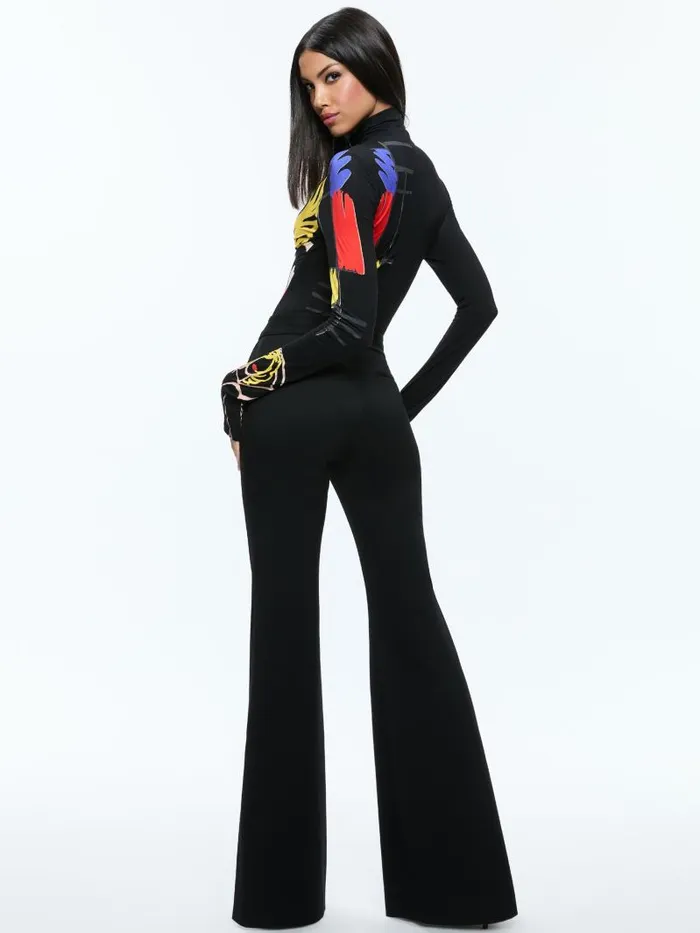 Alice Olivia AO X TOM WESSELMANN DELAINA LONG SLEEVE TURTLENECK TOP Natural Beauty Women Tops