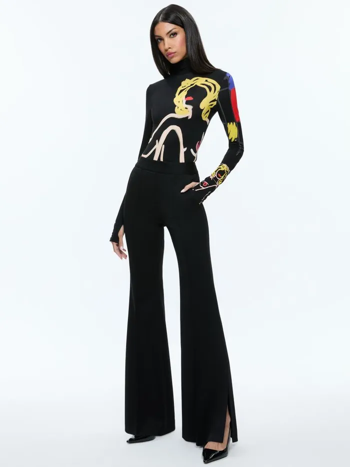 Alice Olivia AO X TOM WESSELMANN DELAINA LONG SLEEVE TURTLENECK TOP Natural Beauty Women Tops