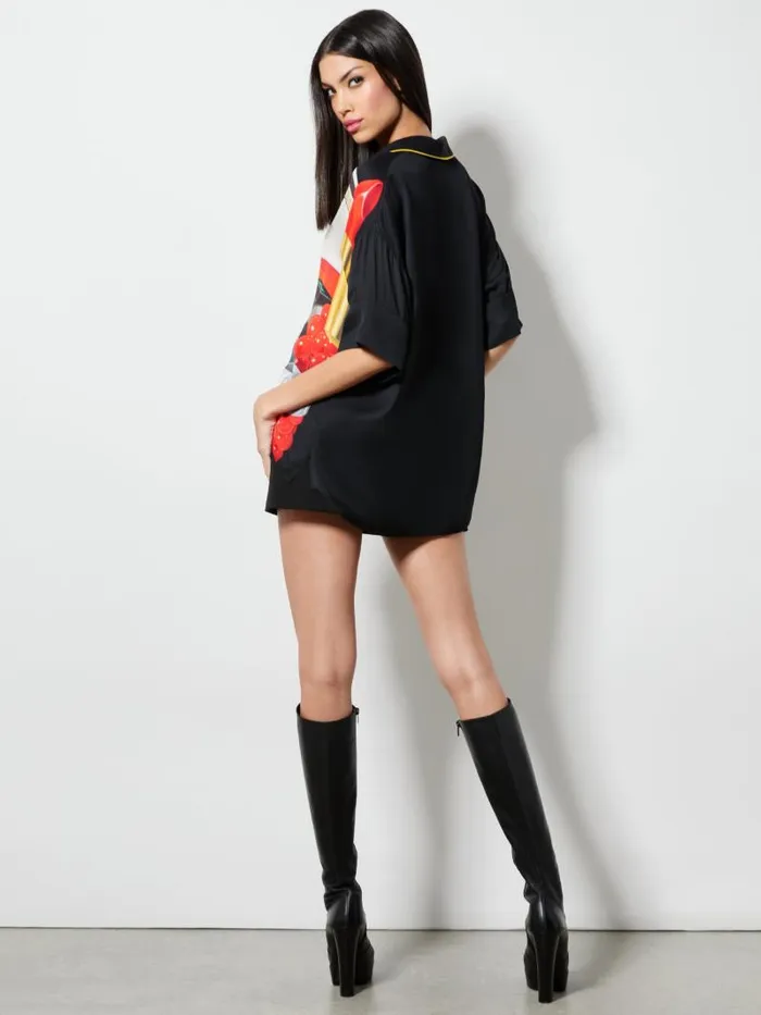 Alice Olivia AO X TOM WESSELMANN EDYTH HIGH LOW BUTTON DOWN Still Life Women Tops