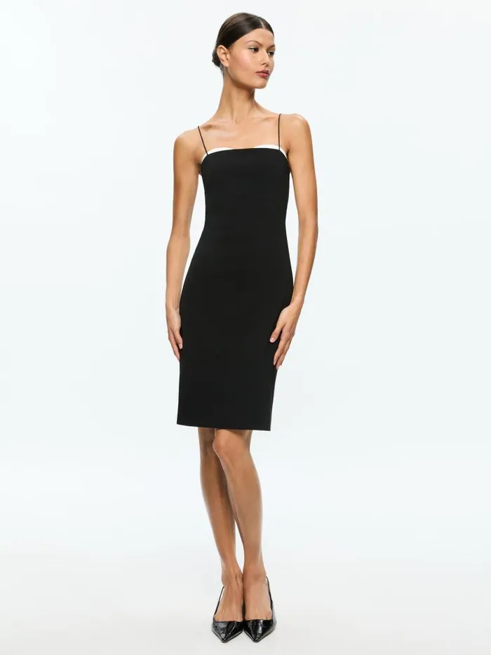 Alice Olivia ADA PEEKABOO BUSTIER MIDI DRESS Blackoff White Women Dresses