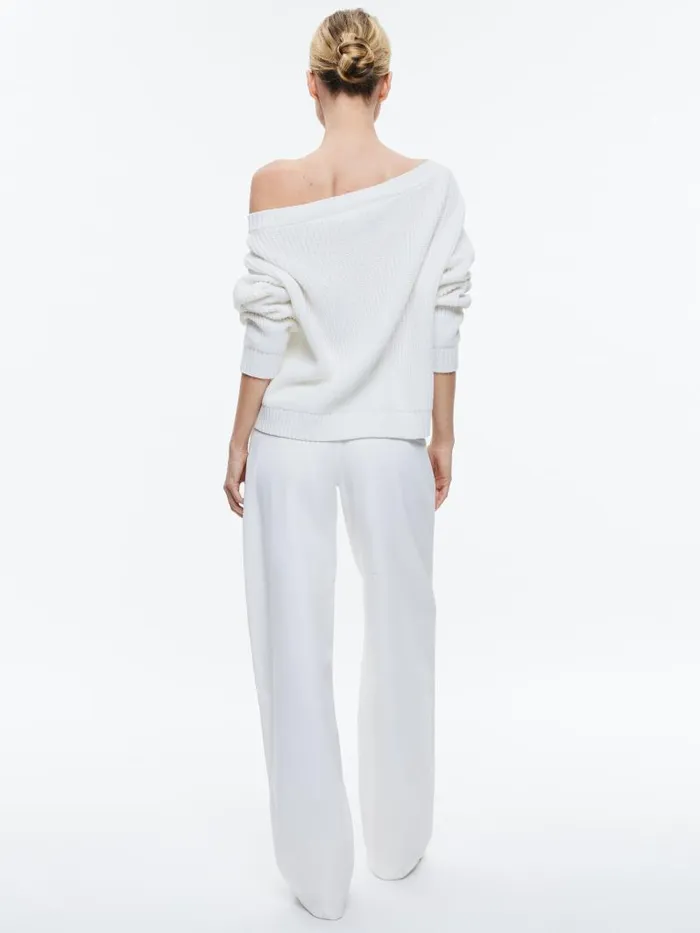Alice Olivia ALITA RELAXED V NECK PULLOVER Oatmeal Heather Women Sweaters