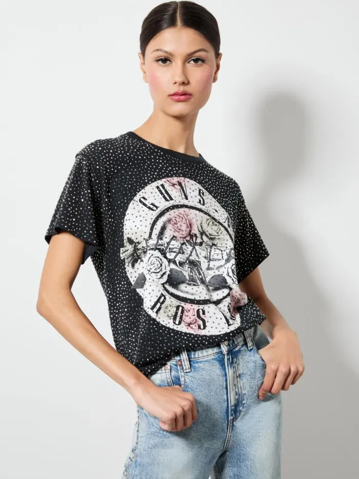 Alice Olivia ALVERA EMBELLISHED TEE Black Multi Women Tops