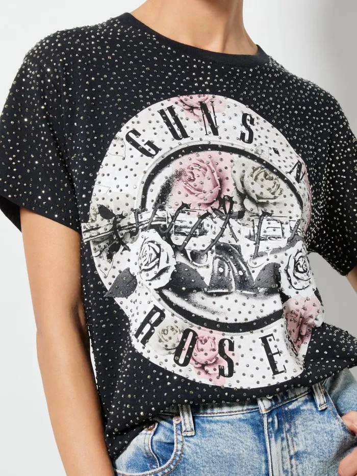 Alice Olivia ALVERA EMBELLISHED TEE Black Multi Women Tops