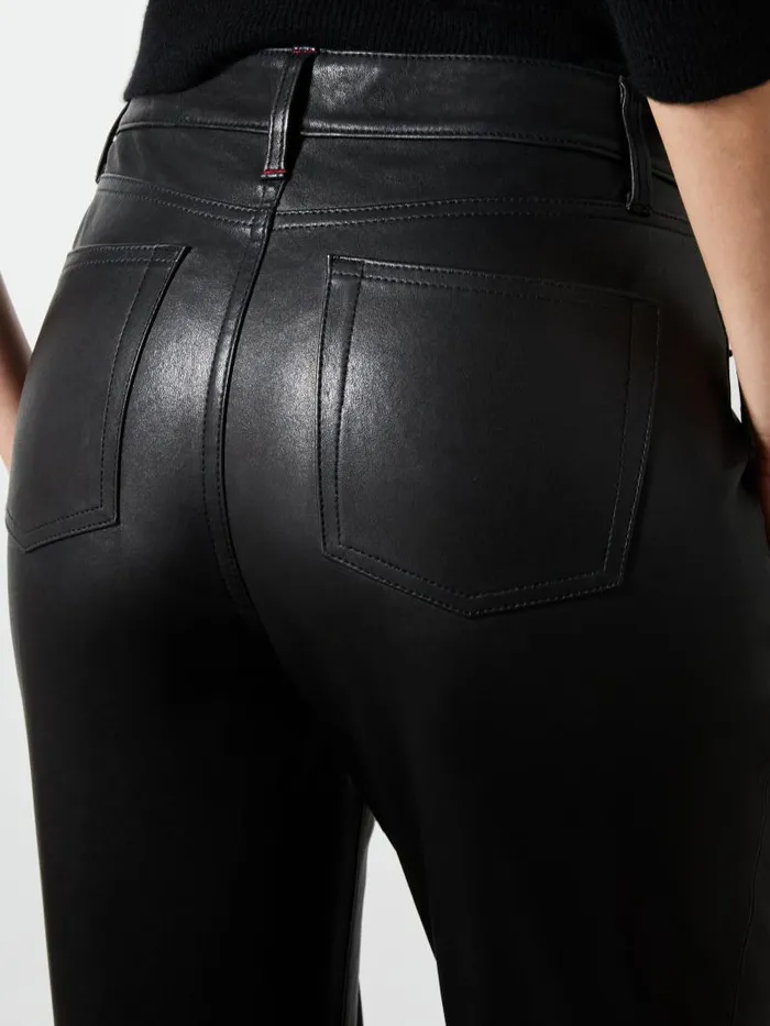 Alice Olivia AMAZING LEATHER HIGH RISE PANT Black Women Pants