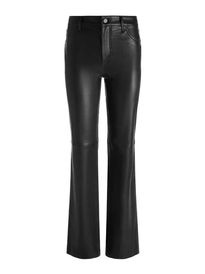 Alice Olivia AMAZING LEATHER HIGH RISE PANT Black Women Pants