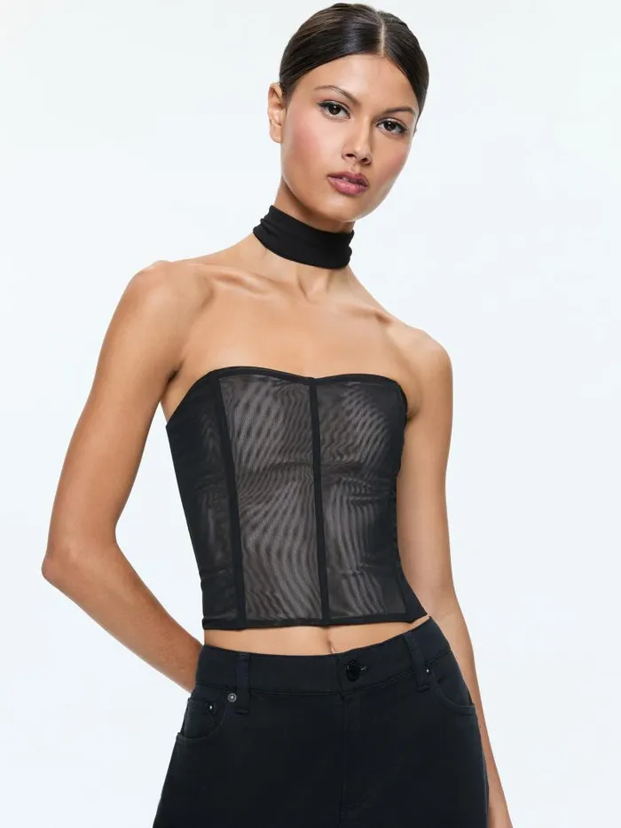 Alice Olivia AVELINE BUSTIER TOP Black Women Tops