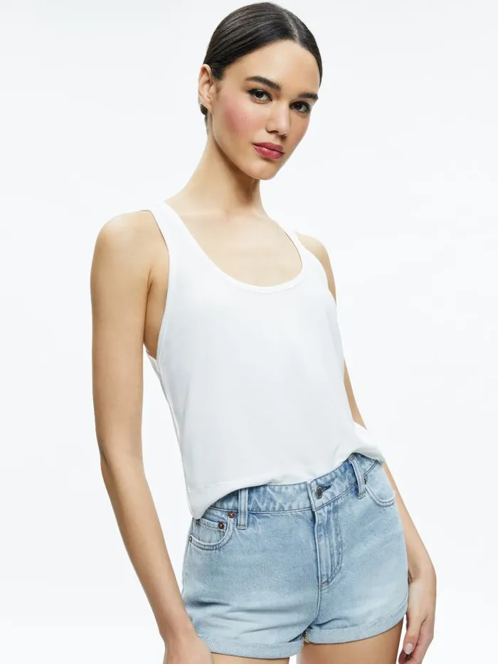 Alice Olivia AVRIL BOXY TANK Black Women Tops