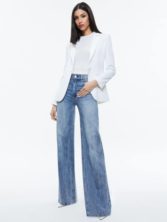Alice Olivia BLAKE FITTED BLAZER Off White Women Jackets Coats