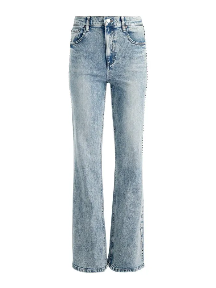 Alice Olivia BODIE HIGH RISE BOOTCUT STUDDED JEAN Lexi Light Blue Women Pants
