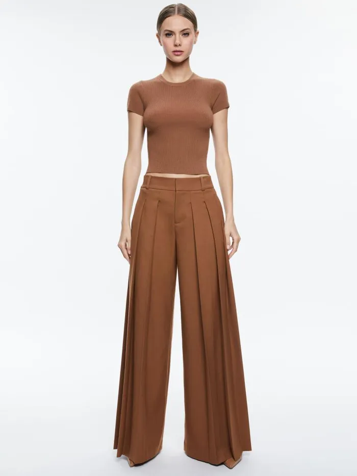 Alice Olivia CIARA SHORT SLEEVE PULLOVER Camel Women Tops