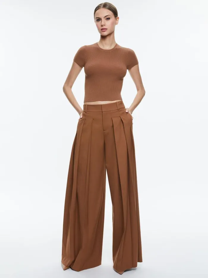 Alice Olivia CIARA SHORT SLEEVE PULLOVER Camel Women Tops