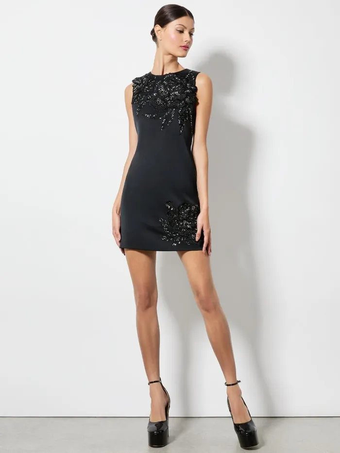 Alice Olivia CLYDE EMBELLISHED ALINE DRESS Le Parisien Blackgunmetal Women Dresses