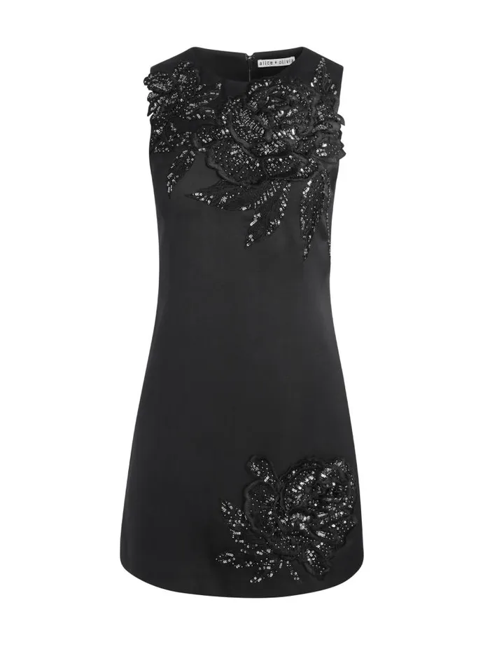 Alice Olivia CLYDE EMBELLISHED ALINE DRESS Le Parisien Blackgunmetal Women Dresses