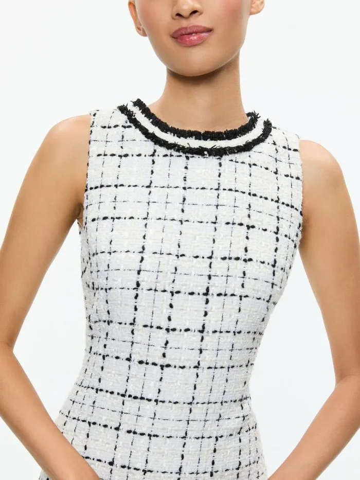 Alice Olivia COLEY SLIM FIT MINI DRESS Off Whiteblack Women Dresses