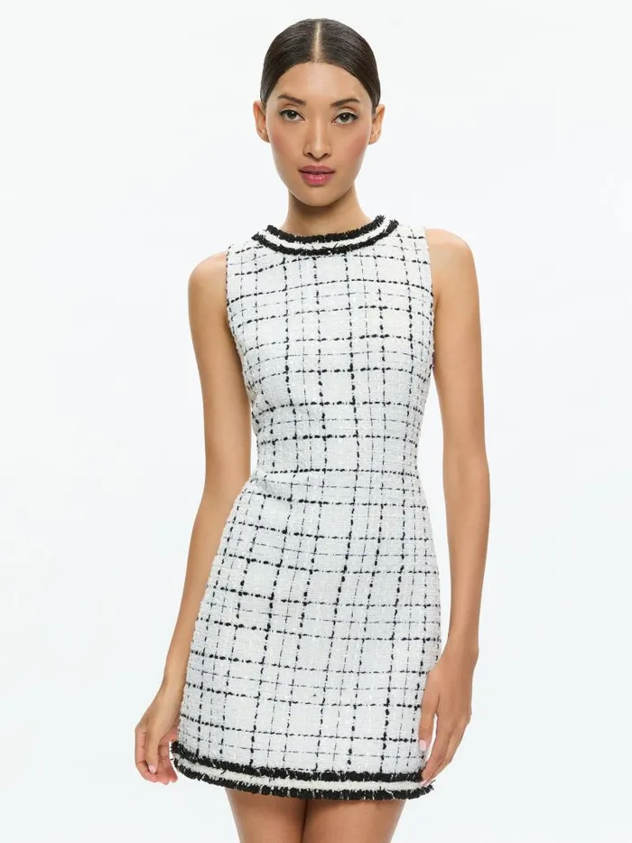 Alice Olivia COLEY SLIM FIT MINI DRESS Off Whiteblack Women Dresses