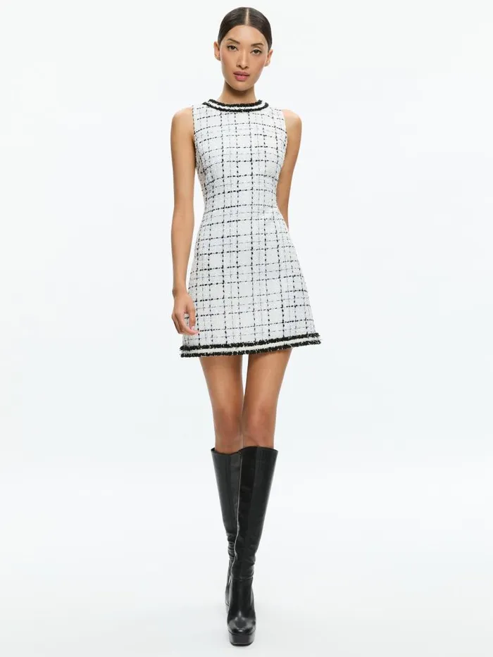 Alice Olivia COLEY SLIM FIT MINI DRESS Off Whiteblack Women Dresses