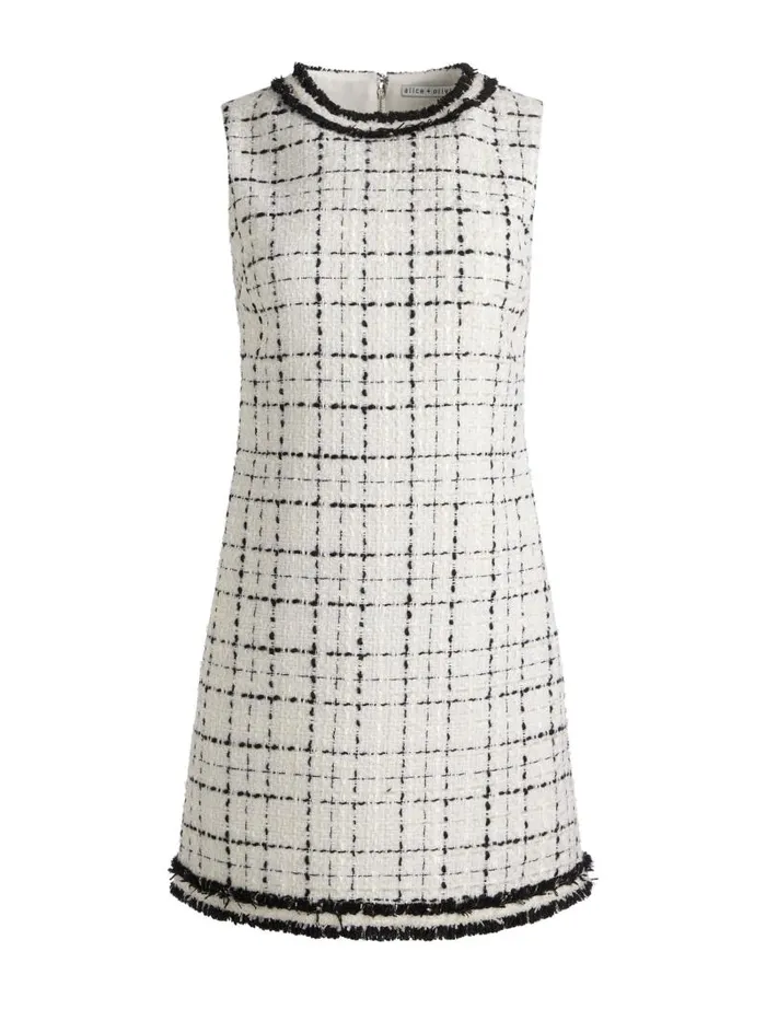Alice Olivia COLEY SLIM FIT MINI DRESS Off Whiteblack Women Dresses