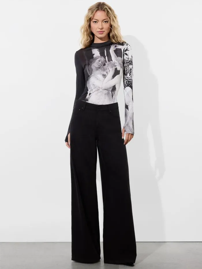 Alice Olivia DELAINA LONG SLEEVE MOCK NECK TOP Renaissance Fresco Women Tops