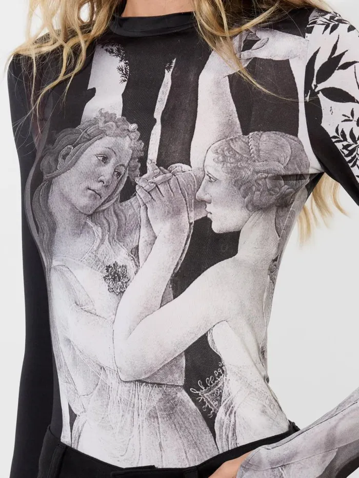 Alice Olivia DELAINA LONG SLEEVE MOCK NECK TOP Renaissance Fresco Women Tops