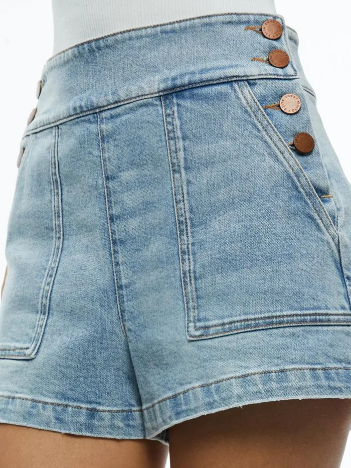Alice Olivia DONALD JEAN SHORT Rockstar Blue Women Shorts