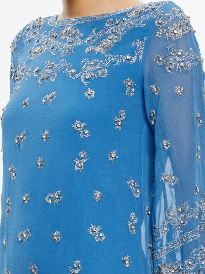 Alice Olivia ELEONORA EMBELLISHED TUNIC DRESS French Blueantique Silver Women Dresses